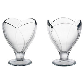Queensway Home & Dining Height 12cm Set of 2 270ml Clear Glass Ice Cream Sundae Dessert Bowl Glasses Footed Cups