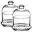 Queensway Home & Dining Height 12cm Set of 2 Mini Clear Glass Service Bowl Pastry Cookie Candy Dish Jar with Bell Dome Lid