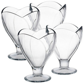 Queensway Home & Dining Height 12cm Set of 4 270ml Clear Glass Ice Cream Sundae Dessert Bowl Glasses Footed Cups
