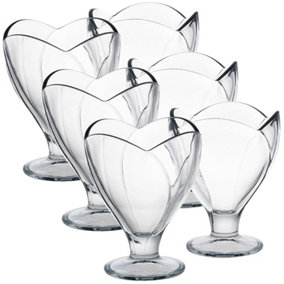 Queensway Home & Dining Height 12cm Set of 6 270ml Clear Glass Ice Cream Sundae Dessert Bowl Glasses Footed Cups