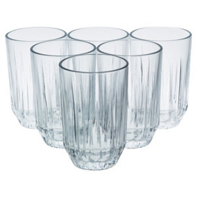 Queensway Home & Dining Height 12cm Set of 6 Clear 350ml Tall Drinking Glasses Tumblers Water Spirits Cordial Juice Milk