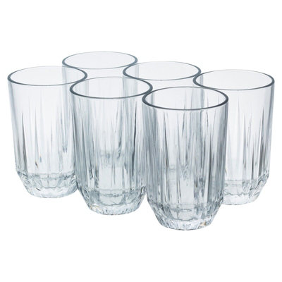 Queensway Home & Dining Height 12cm Set of 6 Clear 350ml Tall Drinking Glasses Tumblers Water Spirits Cordial Juice Milk