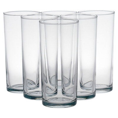 Queensway Home & Dining Height 12cm Set of 6 Clear Glass Tall Water Juice Drinking Highball Tumbler Glasses 200ml