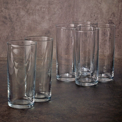 Queensway Home Dining Height 12cm Set of 6 Clear Glass Tall Water Juice Drinking Highball