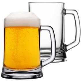 Queensway Home & Dining Height 13cm 2 x 380ml Pub Style Mugs Glasses Tankards Barware with Handle