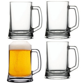 Queensway Home & Dining Height 13cm 4 x 380ml Pub Style Mugs Glasses Tankards Barware with Handle