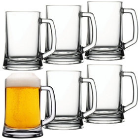 Queensway Home & Dining Height 13cm 6 x 380ml Pub Style Mugs Glasses Tankards Barware with Handle