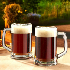 Queensway Home & Dining Height 14cm 2 x 500ml Pub Style Mugs Glasses Tankards Barware with Handle