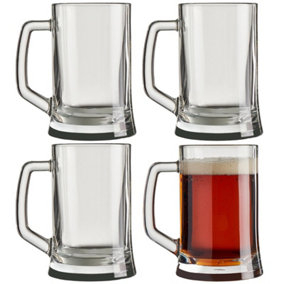 Queensway Home & Dining Height 14cm 4 x 500ml Pub Style Mugs Glasses Tankards Barware with Handle