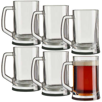 Queensway Home & Dining Height 14cm 6 x 500ml Pub Style Mugs Glasses Tankards Barware with Handle