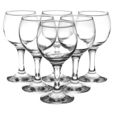 Queensway Home & Dining Height 14cm Set of 6 Clear Glass Red White Stemmed Wine Glasses Dishwasher Safe Stemware Set