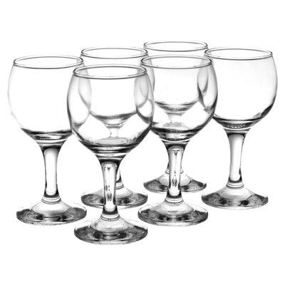 Queensway Home & Dining Height 14cm Set of 6 Clear Glass Red White Stemmed Wine Glasses Dishwasher Safe Stemware Set