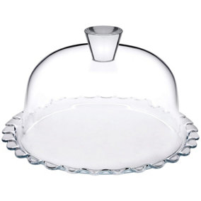 Queensway Home & Dining Height 15.8cm Glass Patisserie Cake Fruit Dessert Serving Plate Dish Display Holder Dome Cover