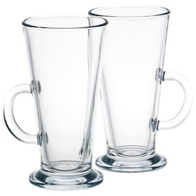 Queensway Home & Dining Height 16cm 2 x 260ml Clear Glass Tall Hot Chocolate Coffee Latte Mugs Glasses Tumblers