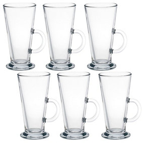 Queensway Home & Dining Height 16cm 4 x 260ml Clear Glass Tall Hot Chocolate Coffee Latte Mugs Glasses Tumblers