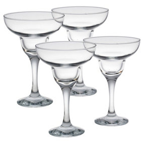 Queensway Home & Dining Height 17cm Set of 4 Clear Glass Tall Stemmed Margarita Cocktail Liquor Bourbon Bartender Glasses Set