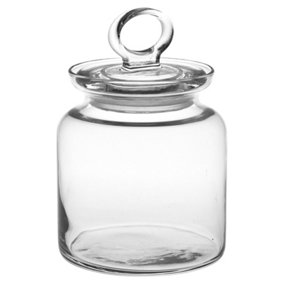 Queensway Home & Dining Height 18cm Airtight Food Storage Glass with Handle Lid Jar Cookies Pulses Dishwasher Safe