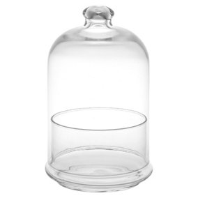 Queensway Home & Dining Height 19.6cm Tall Clear Glass Display Cake Food Dessert Stand Patisserie with Dome Cover Lid
