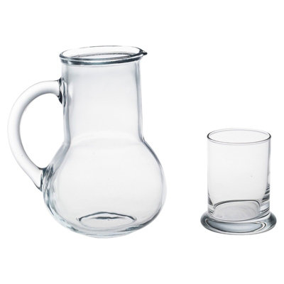 Queensway Home & Dining Height 19cm 1L Clear Glass Jug Pitcher & 230ml Water Juice Drinking Tumbler Lid Stopper Set