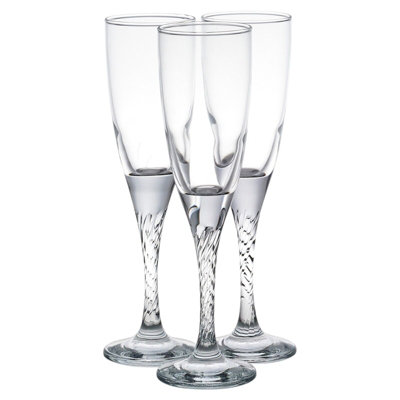 Queensway Home & Dining Height 21cm Set of 6 Twist Tall Stemmed Champagne Flute Drinking Wine Cocktail Glasses 150ml