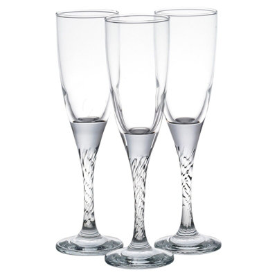 Queensway Home & Dining Height 21cm Set of 6 Twist Tall Stemmed Champagne Flute Drinking Wine Cocktail Glasses 150ml