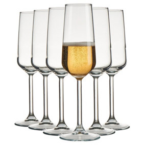 Queensway Home & Dining Height 23cm Set of 6 195ml Set Champagne Prosecco Flutes Stemmed Glasses Party Glassware