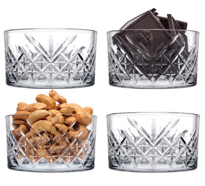 Queensway Home & Dining Height 5cm 250ml Set of 4 Clear Glass Mini Dessert Snacks Nuts Ice Cream Serving Bowls Party Dishes