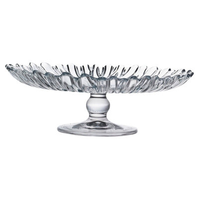 Queensway Home & Dining Height 6.95cm Ribbed Large Glass Footed Cake Dessert Pastry Stand Plate Party Display