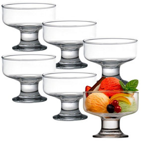 Queensway Home & Dining Height 8.1cm Glass Footed Ice Cream Sundae Sherbet Dessert Cups Bowls Dishes Boxed Set of 6