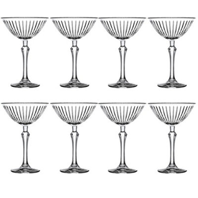 Queensway Home & Dining Long Stemmed Drinking Glasses Martini Cocktails 220ml Party Set of 8