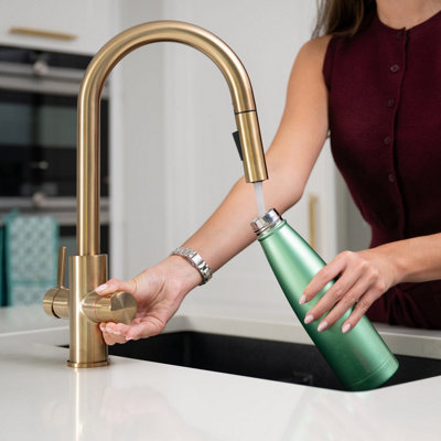 Quel Tap Pro Ultra 4-in-1 Pull-Out Boiling Water Tap C-Shape Brushed Brass