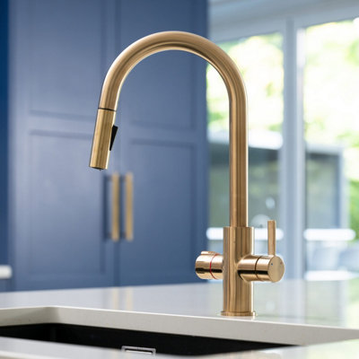 Quel Tap Pro Ultra 4-in-1 Pull-Out Boiling Water Tap C-Shape Brushed Brass