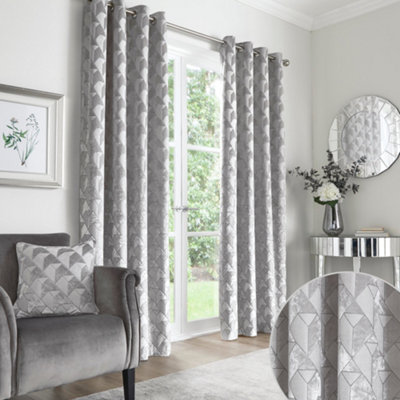 Quentin Jacquard Pair of Eyelet Curtains