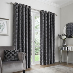 Quentin Jacquard Pair of Eyelet Curtains