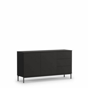 Querty 01 Sideboard Cabinet in Black Matt - Modern Elegance with Ample Storage - W1500mm x H800mm x D410mm