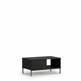 Querty 02 Coffee Table in Black Matt - Sleek Storage Elegance - W1000mm x H470mm x D600mm