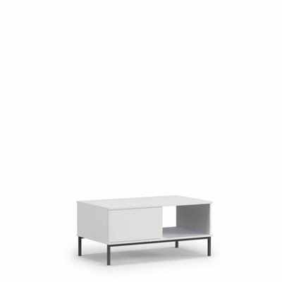 Querty 02 Coffee Table in White Matt - Sleek Storage Elegance - W1000mm x H470mm x D600mm