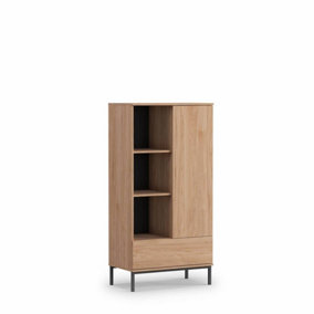 Querty 03 Highboard Cabinet in Oak Hickory - Modern Elegance in Compact Design - W700mm x H1400mm x D410mm