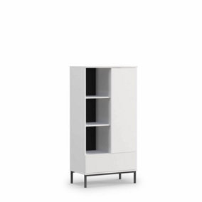 Querty 03 Highboard Cabinet in White Matt - Modern Elegance in Compact Design - W700mm x H1400mm x D410mm
