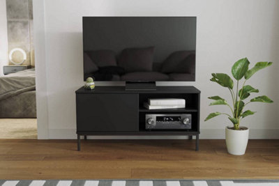 Querty 04 TV Cabinet in Black Matt - Streamlined Design for Modern Living - W1010mm x H500mm x D410mm