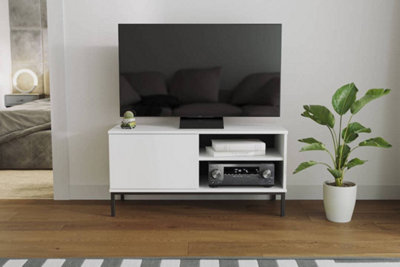 Querty 04 TV Cabinet in White Matt - Streamlined Design for Modern Living - W1010mm x H500mm x D410mm