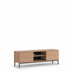 Querty 05 TV Cabinet in Oak Hickory - Modern Elegance with Ample Storage - W1500mm x H500mm x D410mm