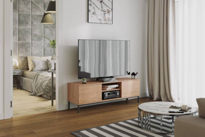 Querty 05 TV Cabinet in Oak Hickory - Modern Elegance with Ample Storage - W1500mm x H500mm x D410mm