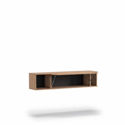 Querty 06 Wall Shelf in Oak Hickory - Modern Storage with a Bold Aesthetic - W1350mm x H300mm x D300mm