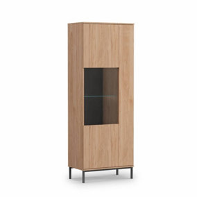Querty 07 Tall Display Cabinet in Oak Hickory - Elegantly Showcase Your Treasures - W700mm x H1900mm x D410mm