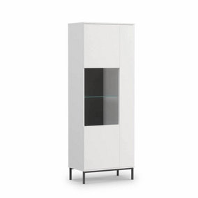 Querty 07 Tall Display Cabinet in White Matt - Elegantly Showcase Your Treasures - W700mm x H1900mm x D410mm