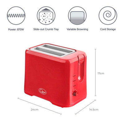 Quest 34099 Modern Red 1.7L Kettle & 2-Slice Toaster Set