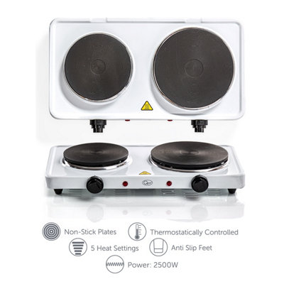 Quest 35250 Electric Twin Hob Hot Plate