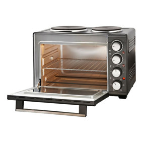 Quest 35379 26L Mini Oven & Rotisserie Grill With Additional Twin Hotplates