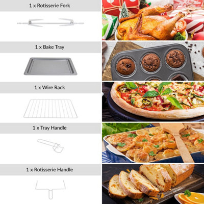 Quest 35379 26L Mini Oven & Rotisserie Grill With Additional Twin Hotplates